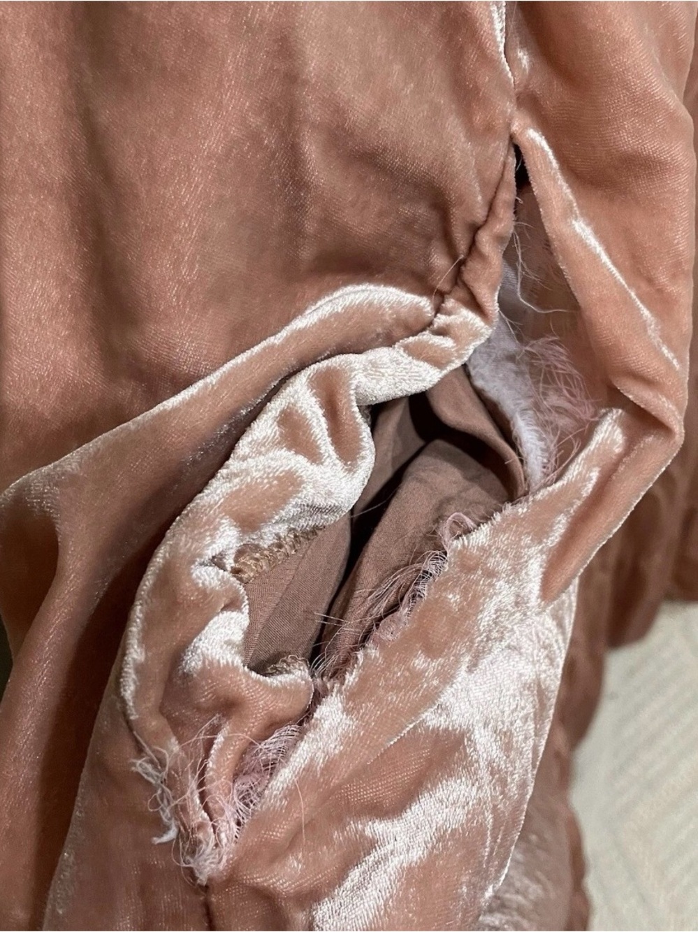 Anthropologie 22W Blush Pink Velvet Empire Waist Midi Plus Dress EUC 3X As-Is - Picture 8 of 12